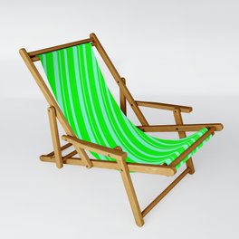 [ Thumbnail: Lime & Aquamarine Colored Striped Pattern Sling Chair ]