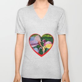 Flamingo Love V Neck T Shirt