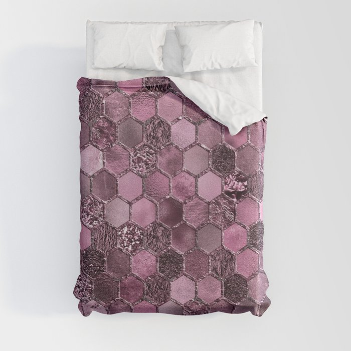 Pink & purple geometric hexagonal elegant & luxury pattern Duvet Cover
