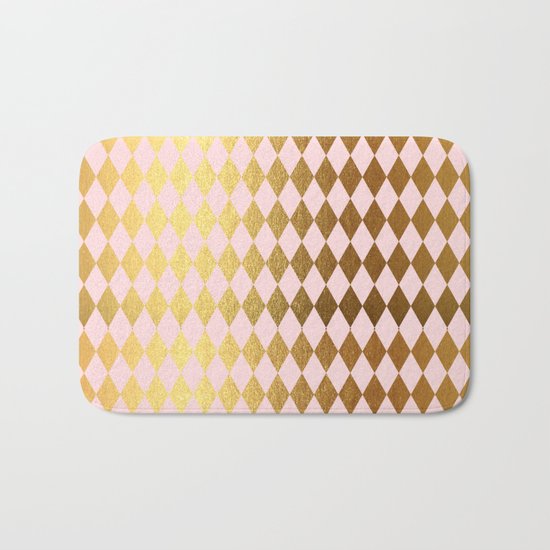 Royal gold on pink backround - Luxury geometrical pattern Bath Mat