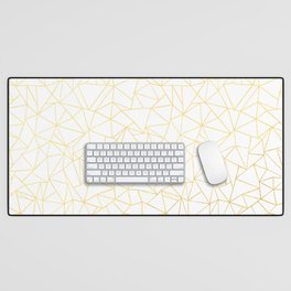 Abstract Outline White Gold Desk Mat