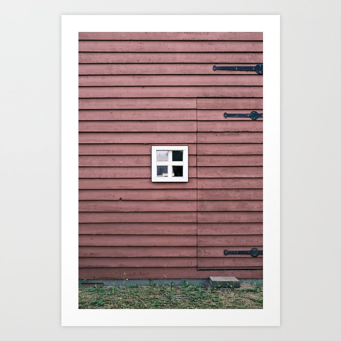 Red barn with white window | Elburg, The Netherlands | Street & Travel Photography | Fine Art Photo Print Art Print