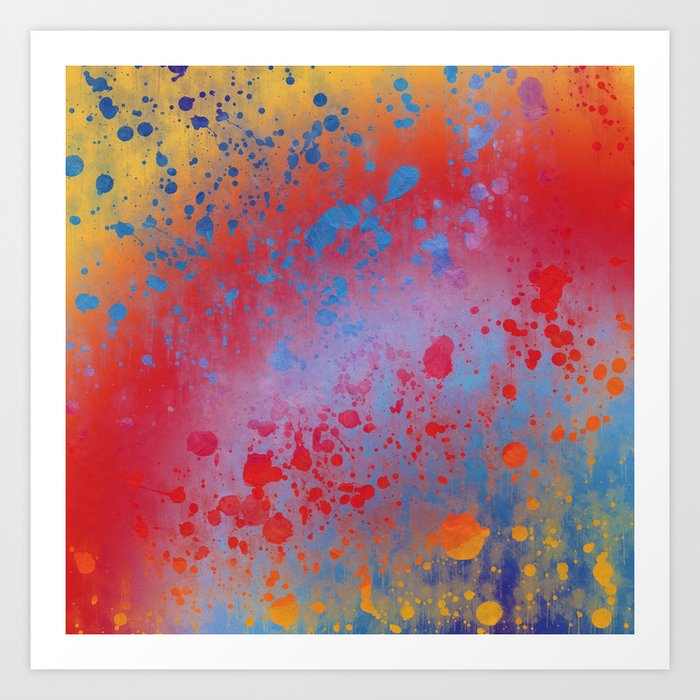Abstract Color Splash in Red Blue and Yellow 2 Art Print