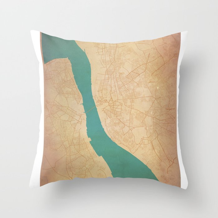 Liverpool vintage map Throw Pillow