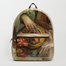 "Doll house Belly" Backpack | Flowers, Baroque, Mirror, Painting, Silk, Fairy Tale, Fantasy, Romantic, Pink, Exotic 