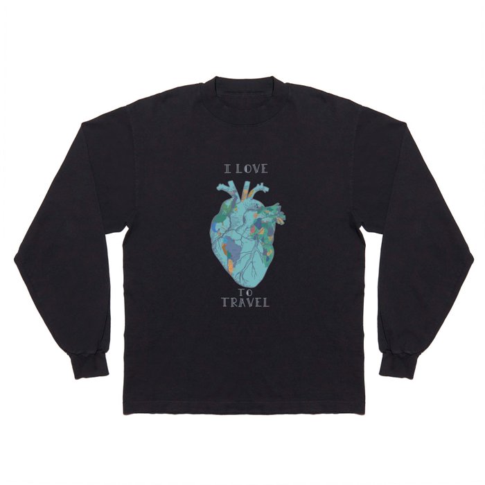 love to travel-world map Long Sleeve T Shirt