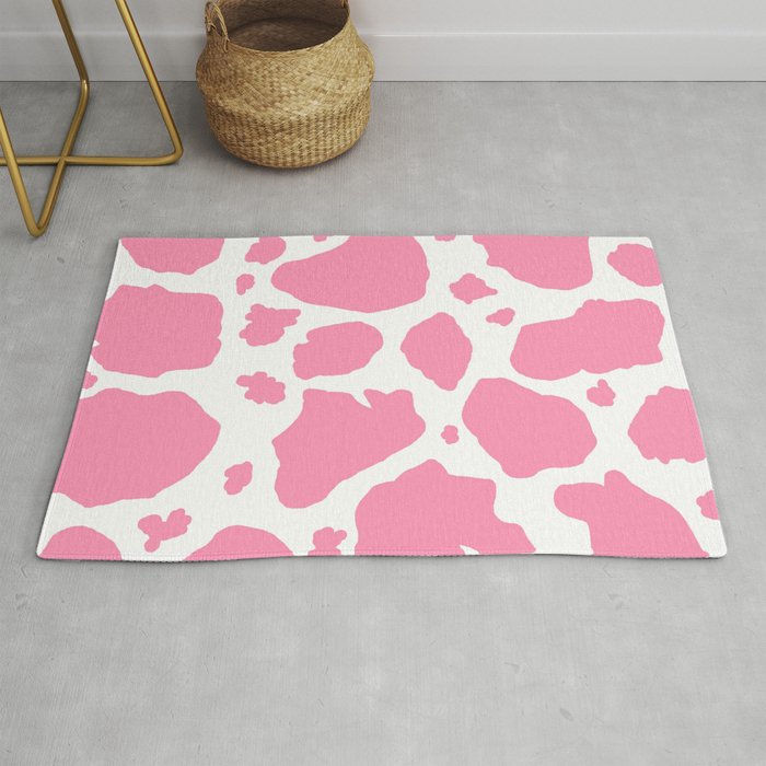 pink and white animal print cow spots Rug
