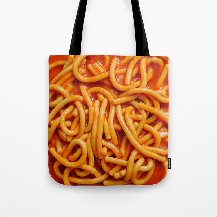 Spaghetti Pasta Noodles In Red Tomato Sauce Photograph Pattern Tote Bag