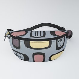 Midcentury MCM Rounded Rectangles Gray Multicolored Fanny Pack