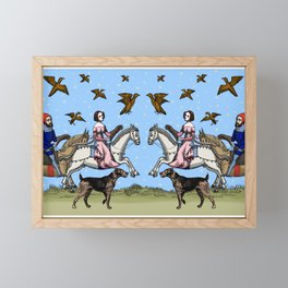 Airedale Hunters - Medieval Hunting Design Framed Mini Art Print