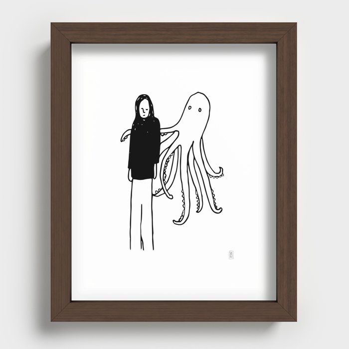 Octopus Hug Recessed Framed Print