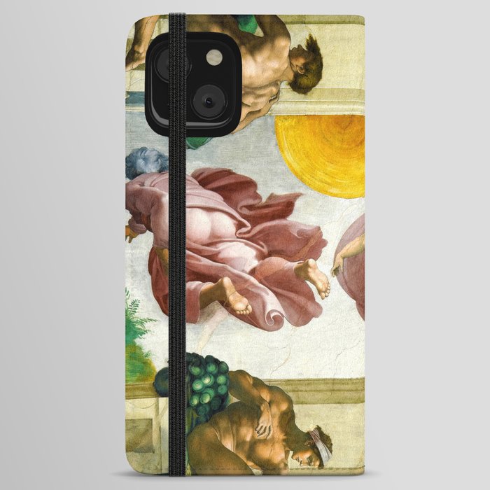 The Creation of the Sun, Moon and Plants, Sistine Chapel Ceiling  by Michelangelo iPhone Wallet Case