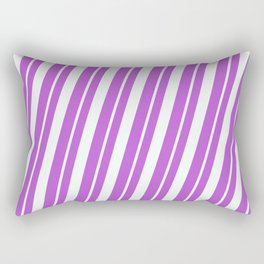 [ Thumbnail: Orchid & Mint Cream Colored Striped Pattern Rectangular Pillow ]