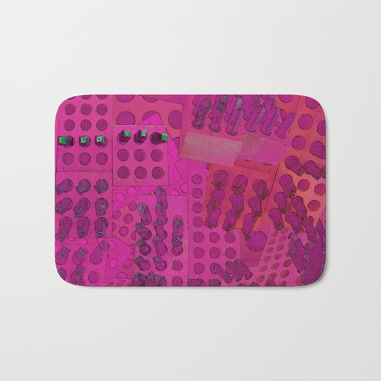 I Love You Letter Punches Abstract Pink Bath Mat