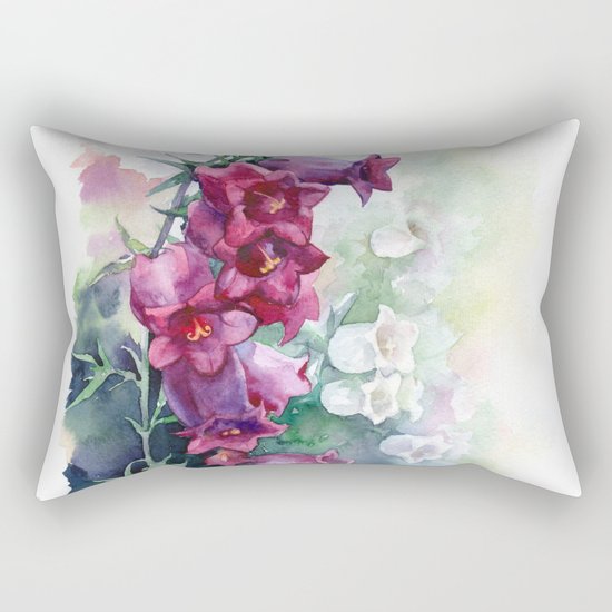 Campanula watercolor flowers aquarelle bellflowers Rectangular Pillow