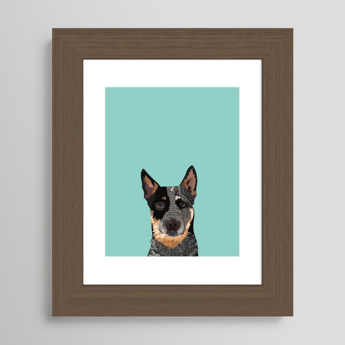 Australian Cattle Dog blue heeler pet portrait art print and dog gifts Framed Art Print by PetFriendly Society6