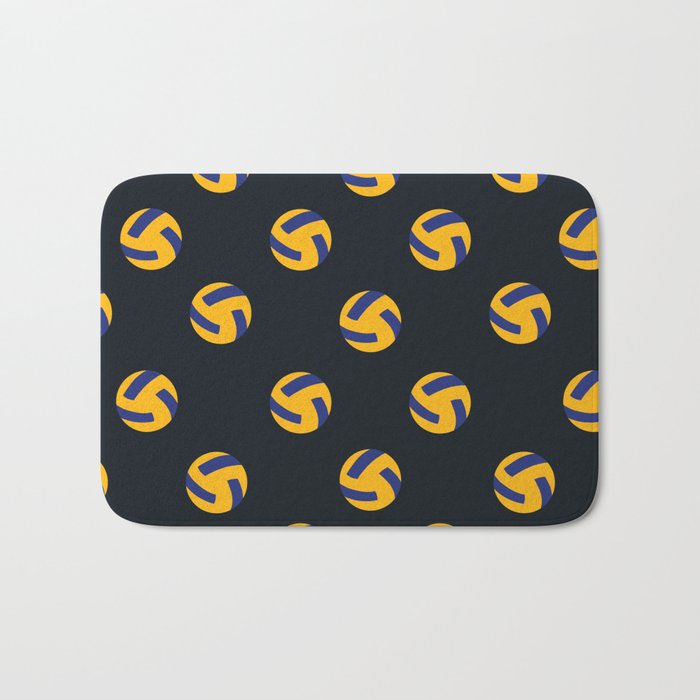 Dark Blue Volleyball Print Sports Lover Pattern Bath Mat