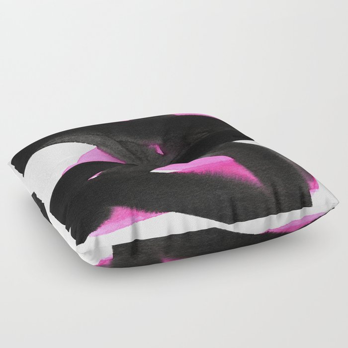 Superwatercolor Pink and Black Floor Pillow