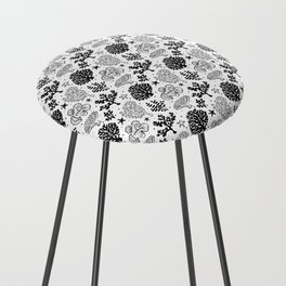 Black Coral Silhouette Pattern Counter Stool