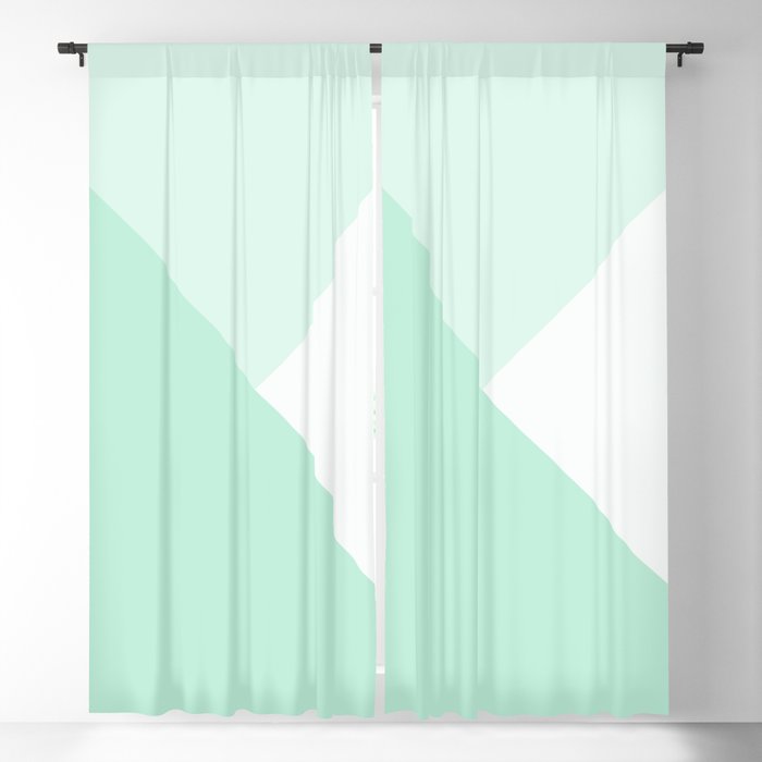 Mint Green Geometric Triangle Solid Color Block Spring Summer Blackout Curtain