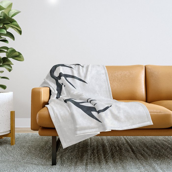 Antlers Black and White Throw Blanket