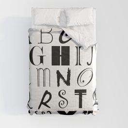 ALPHABET ABCs Artwork - Black & White Comforter