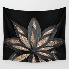Gray Black Agave with Gold Glitter #1 (Faux Glitter) #shiny #tropical #decor #art #society6 Wall Tapestry