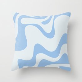 Retro Liquid Swirl Abstract Pattern 3 in Powder Blue Throw Pillow