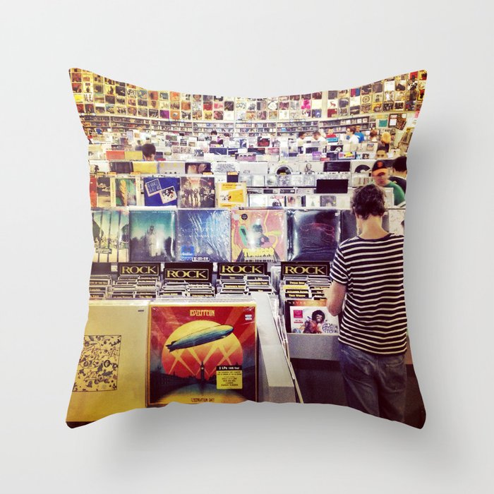 Record Store Throw Pillow