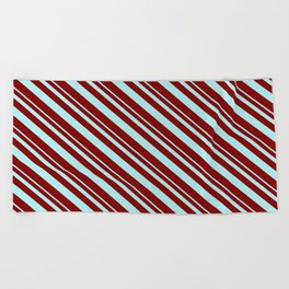 [ Thumbnail: Turquoise & Maroon Colored Striped Pattern Beach Towel ]