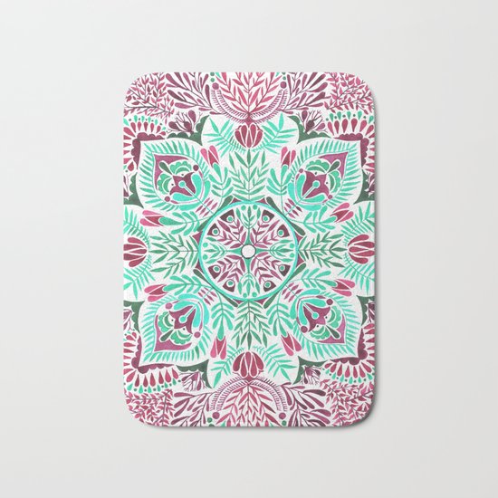 Vibrant floral mandala Bath Mat