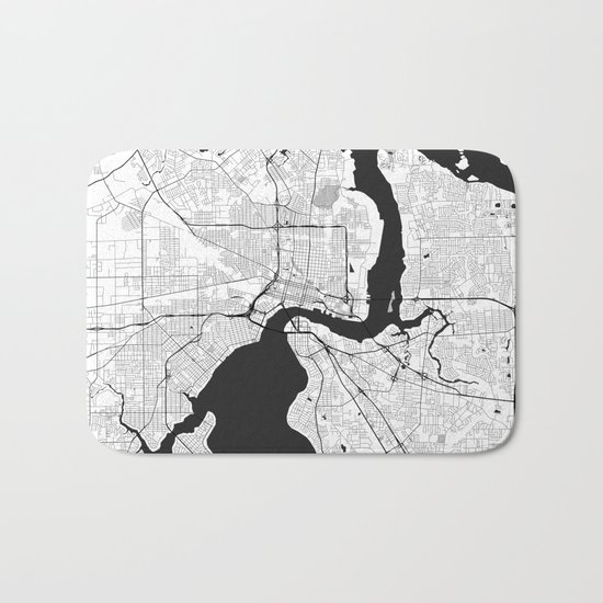 Jacksonville Map Gray Bath Mat