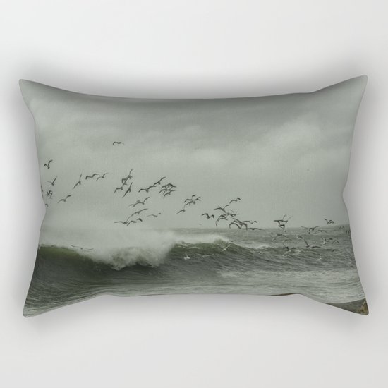 Birds dancing in the waves Rectangular Pillow