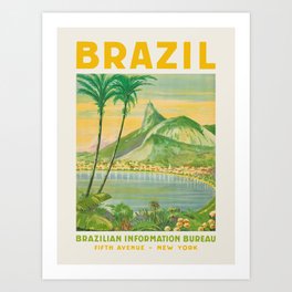 Brazil, Rio de Janeiro - Vintage brazilian travel poster, 1930 Art Print