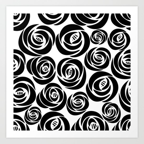 Black and White Floral Pattern Art Print