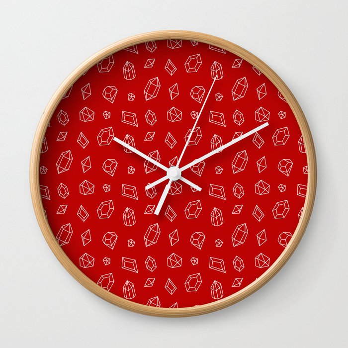Red and White Gems Pattern Wall Clock