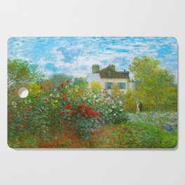 Claude Monet (French, 1840-1926) - Title: The Artist's Garden in Argenteuil (A Corner of the Garden with Dahlias) - Date: 1873 - Style: Impressionism - Genre: Landscape - Media: Oil on canvas - Digitally Enhanced Version (1800dpi) - Cutting Board