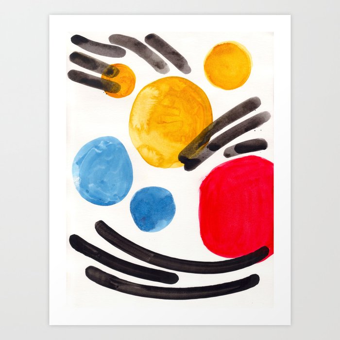 Fun Colorful Abstract Painting Juvenile Primary Colors Bubbles Art