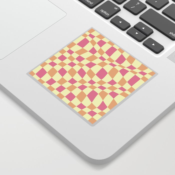 Warped Checkered Pattern (pink/peach/cream) Sticker