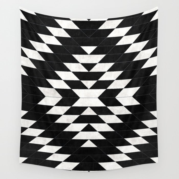 Urban Tribal Pattern No.14 Aztec Black Concrete Wall Tapestry