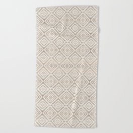 White Farmhouse Rustic Vintage Geometric Moroccan Fabric Style Beach Towel