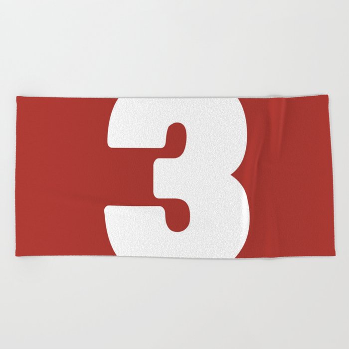 3 (White & Maroon Number) Beach Towel