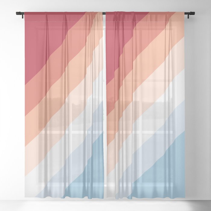 Hanuh - Colorful Vintage Vibes 80s Summer Style Retro Stripes Sheer Curtain