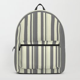 [ Thumbnail: Gray & Beige Colored Striped/Lined Pattern Backpack ]