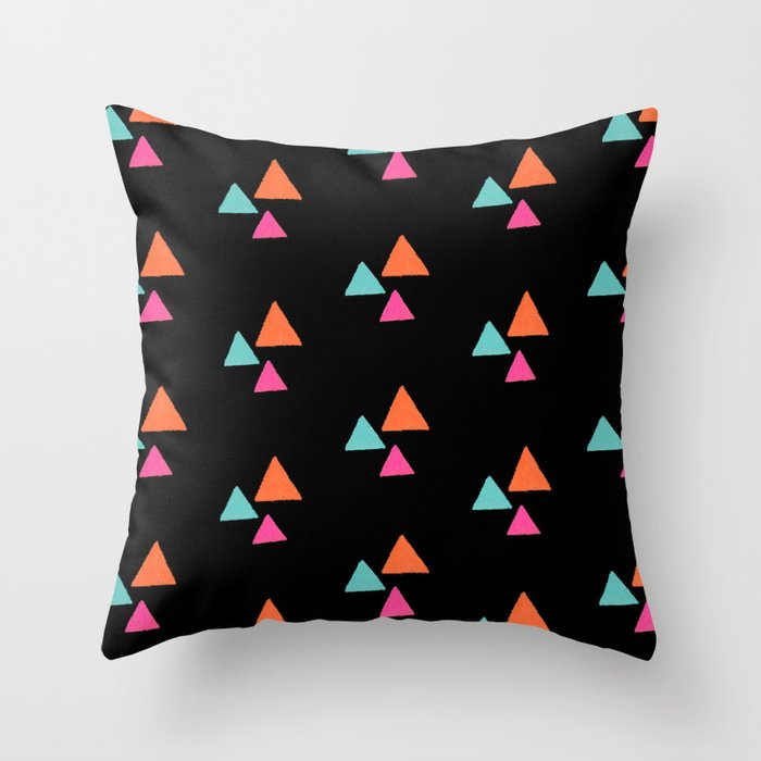 Colorful triangles (black background) Throw Pillow
