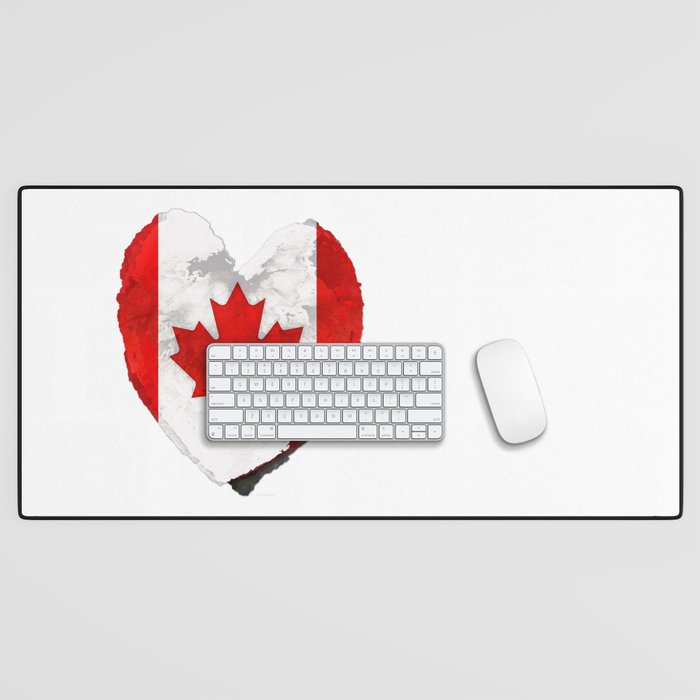 I Love Canada - Canadian Flag Heart Art Desk Mat