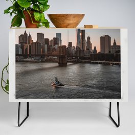 Brooklyn Bridge and Manhattan skyline in New York City Credenza