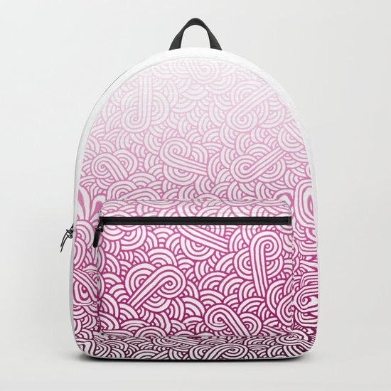 Gradient pink and white swirls doodles Backpack