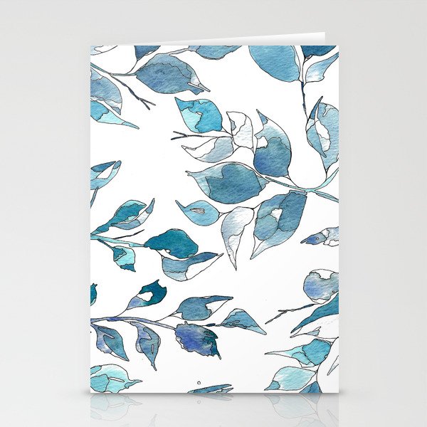Blue leaves1 by GosiandHelena Stationery Cards