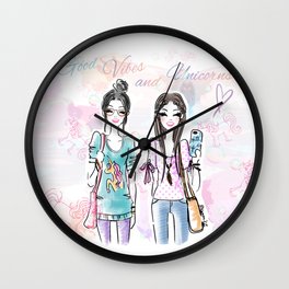 Unicorn Vibes Wall Clock | Unicornsweater, Love, Happygirls, Cutefashion, Pinkhearts, Selfiegirl, Drawing, Fashionillustration, Girlwithphone, Unicorngirls 